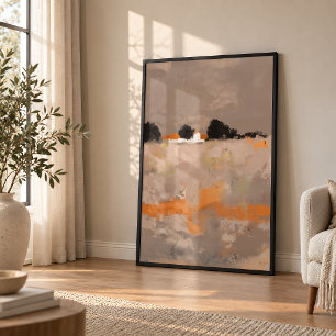 Abstraktes Landschaftsbild Landschaft Taupe und Or Poster