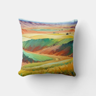 Abstraktes Landschaftstal Wiesen Hintergrund Kissen