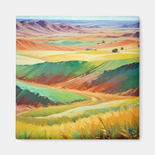 Abstraktes Landschaftstal Wiesen Hintergrund Magnet