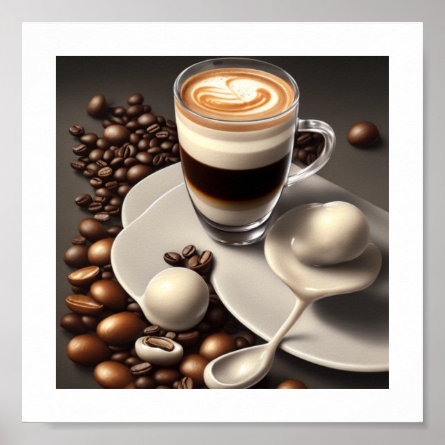 Abstraktes Latte-Macchiato-Kaffeepapster Poster (Vorne)