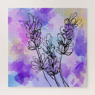 Abstraktes Lavendel Wasserfarbenpuzzle Puzzle