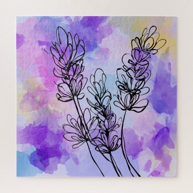 Abstraktes Lavendel Wasserfarbenpuzzle Puzzle (Vertikal)