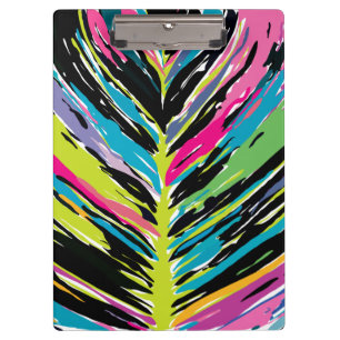 Abstraktes, lebendiges Multicolor Tropenblatt Klemmbrett