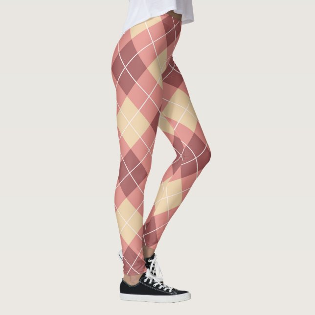 Abstraktes lebendiges Muster bunt kariert Leggings (Rechts)