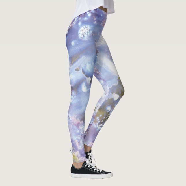 Abstraktes lebendiges Muster psychedelischer Farba Leggings (Rechts)
