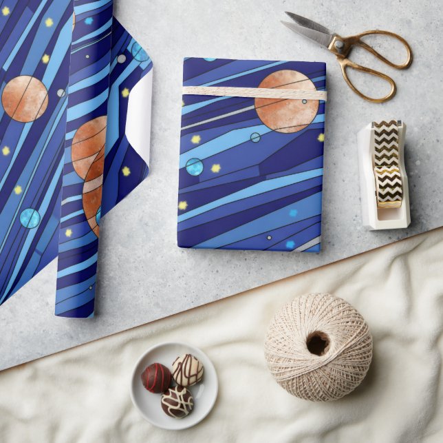 Abstraktes Lebendiges Weltraum-Geschenkpapier Geschenkpapier (Kunsthandwerk)