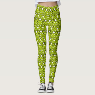 Abstraktes leuchtendes Ornament einfarbig Neon Grü Leggings