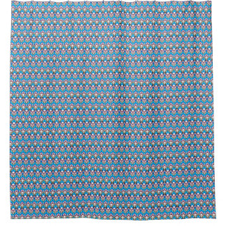 Abstraktes leuchtendes Ornament in Blau und Pink Duschvorhang