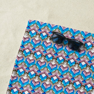 Abstraktes leuchtendes Ornament in Blaurosa Strandtuch