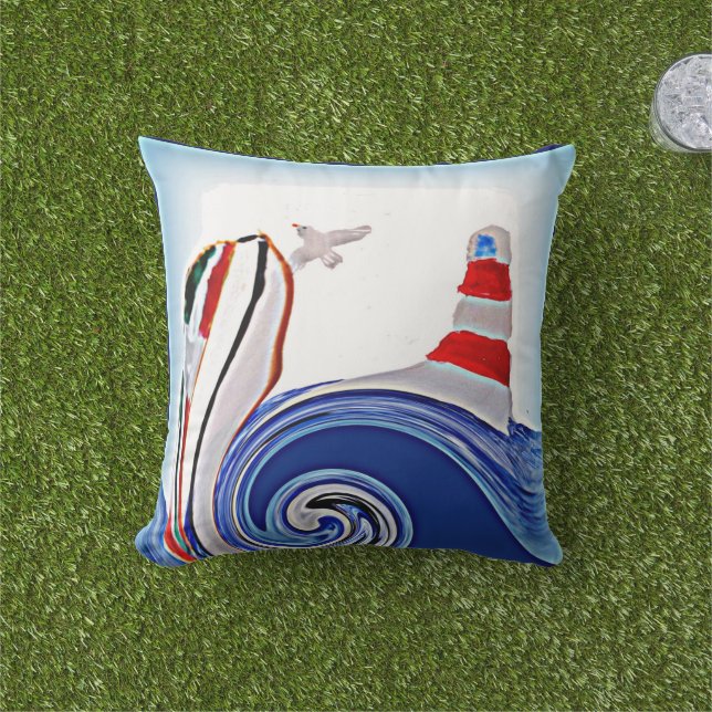 Abstraktes Leuchtturmboot Kissen (Golfball-Marker)