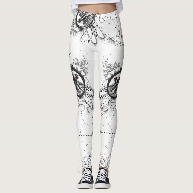 Abstraktes Libellen-Muster-Yoga Leggings (Vorderseite)