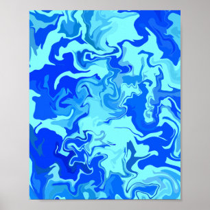 Abstraktes Licht und dunkelblaue Fluid Art Poster