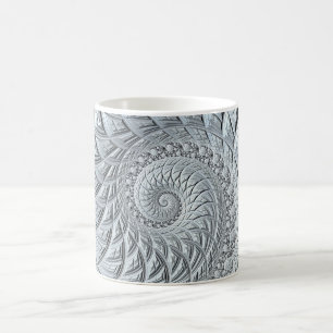 Abstraktes Light Gray Spiral Fraktal Kaffeetasse