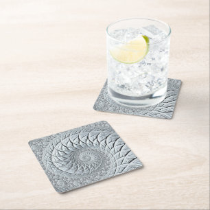 Abstraktes Light Gray Spiral Fraktal Rechteckiger Pappuntersetzer