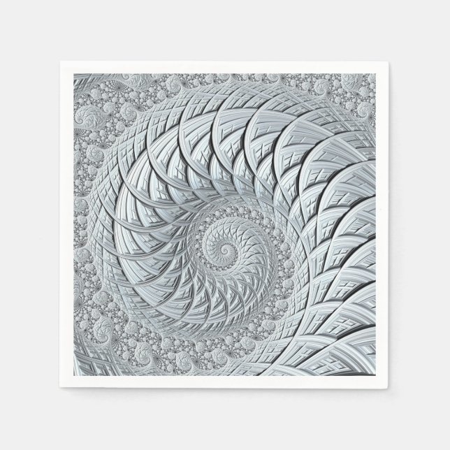 Abstraktes Light Gray Spiral Fraktal Serviette (Vorderseite)