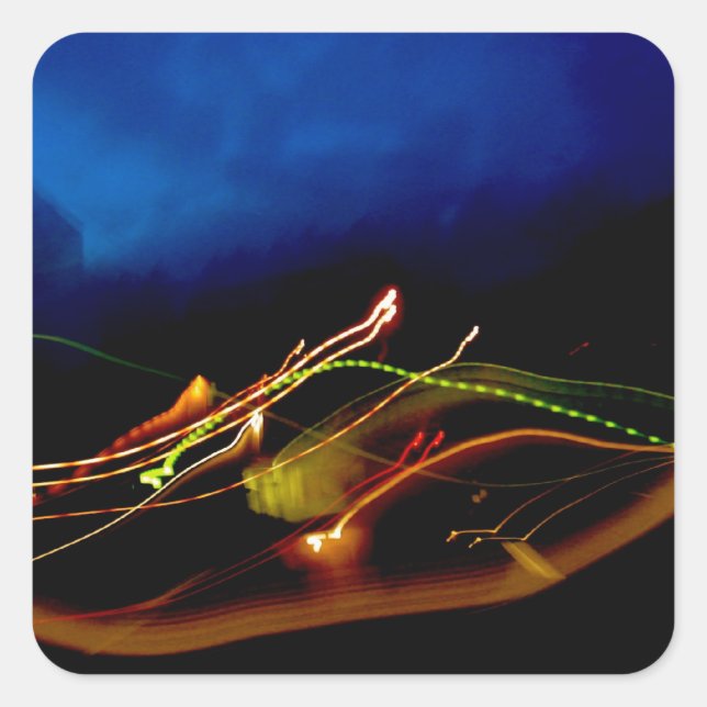 Abstraktes Light Painting 40 Swoped Quadratischer Aufkleber (Vorderseite)