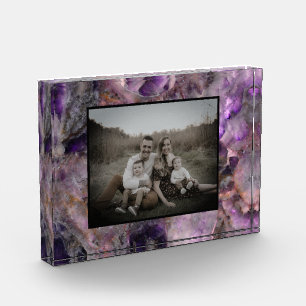 Abstraktes lila Amethyst Quartz, lila Granit Fotoblock