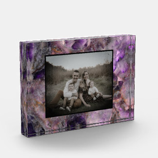 Abstraktes lila Amethyst Quartz, lila Granit Fotoblock