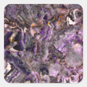Abstraktes lila Amethyst Quartz, lila Granit Quadratischer Aufkleber
