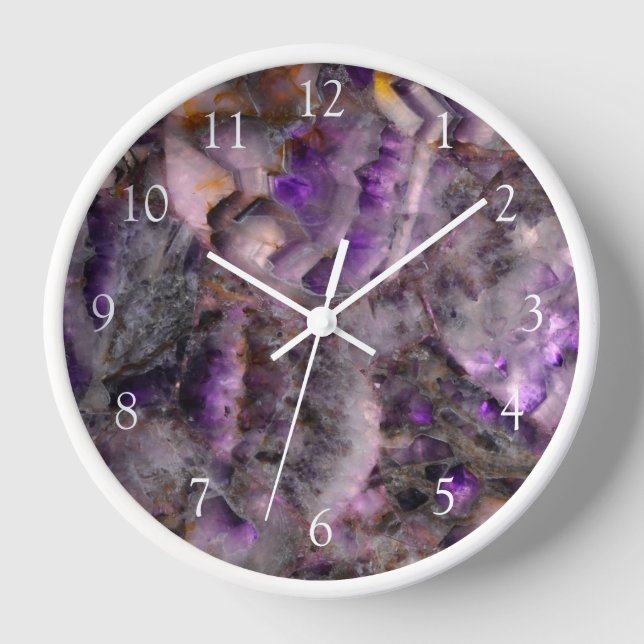 Abstraktes lila Amethyst Quartz, lila Granit Uhr (Vorderseite)