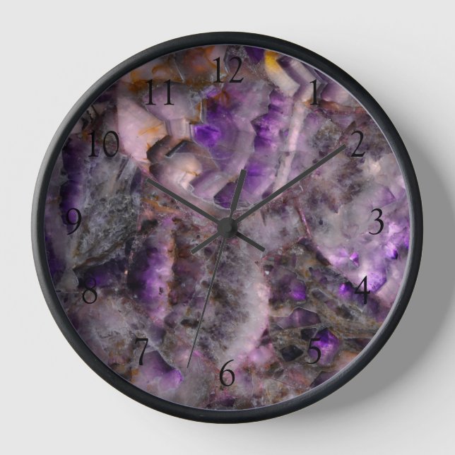Abstraktes lila Amethyst Quartz, lila Granit Uhr (Vorderseite)