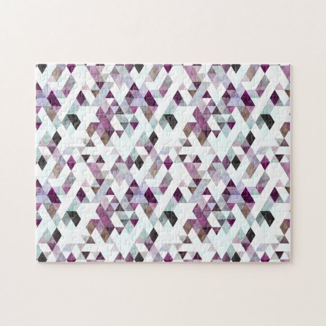 Abstraktes Lila Aquamarines Diamant Quilt Pattern  Puzzle (Horizontal)