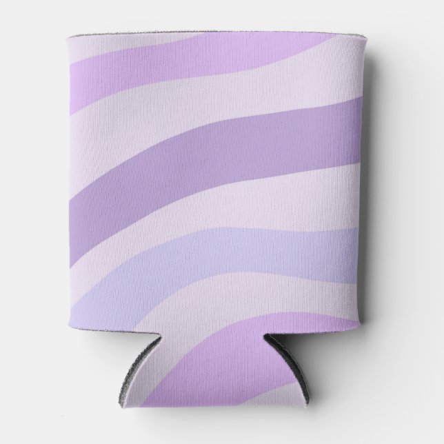 Abstraktes Lila blaues Groovy Stripe Liquid Muster Dosenkühler (Vorderseite)