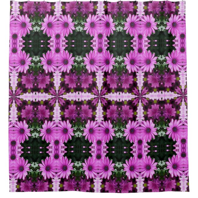 Abstraktes Lila Daisy Blume Muster Duschvorhang (Vorderseite)
