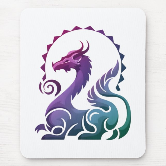 Abstraktes, Lila Dragon Gradient Logo Mousepad (Vorne)