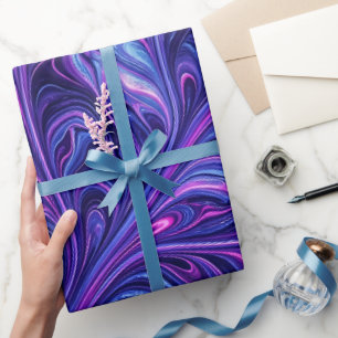 Abstraktes lila kosmisches Blattadern-Geschenkpapi Geschenkpapier