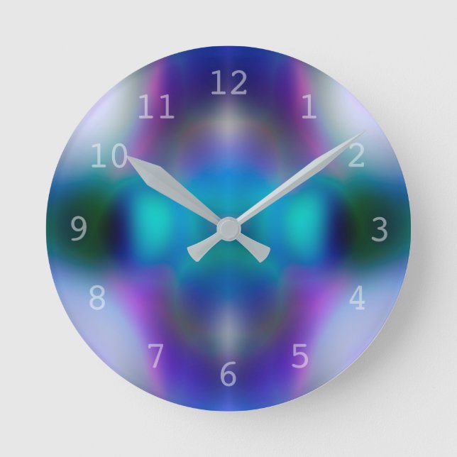 Abstraktes lila Muster Runde Wanduhr (Vorderseite)