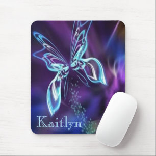 Abstraktes Lila Neon Look Butterfly-Image Mousepad
