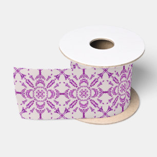 Abstraktes lila Orchideen-Blumen-Design-Muster-Kun Satinband