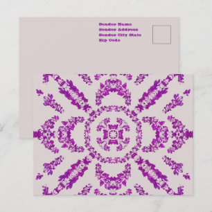 Abstraktes lila Orchideen-Blumen-Designmuster Kuns Postkarte