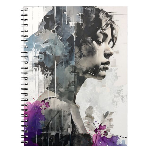 Abstraktes Lila Portrait | Notebook-Journal Notizblock (Vorderseite)