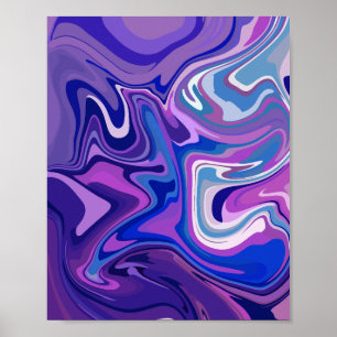 Abstraktes Lila und blaues Swirbeldesign Poster