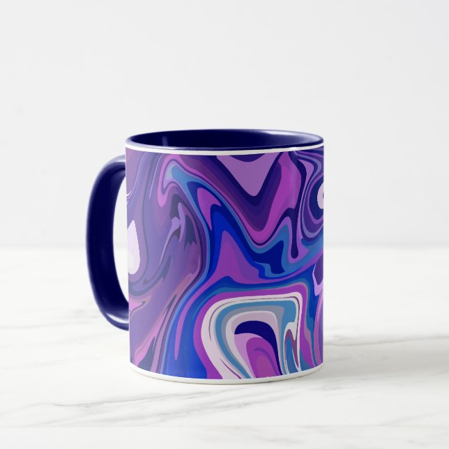 Abstraktes Lila und blaues Swirbeldesign Tasse (Vorderseite Links)