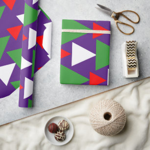 Abstraktes Lila Violett Rot, Weiße Geometrie Geschenkpapier