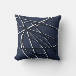 Abstraktes Liniendesign in Navy Blue & White Artis Kissen