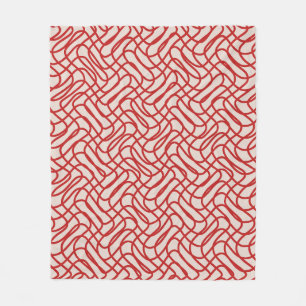 Abstraktes Linienmuster in Creme und Rot Fleecedecke