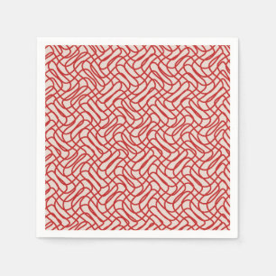 Abstraktes Linienmuster in Creme und Rot Serviette