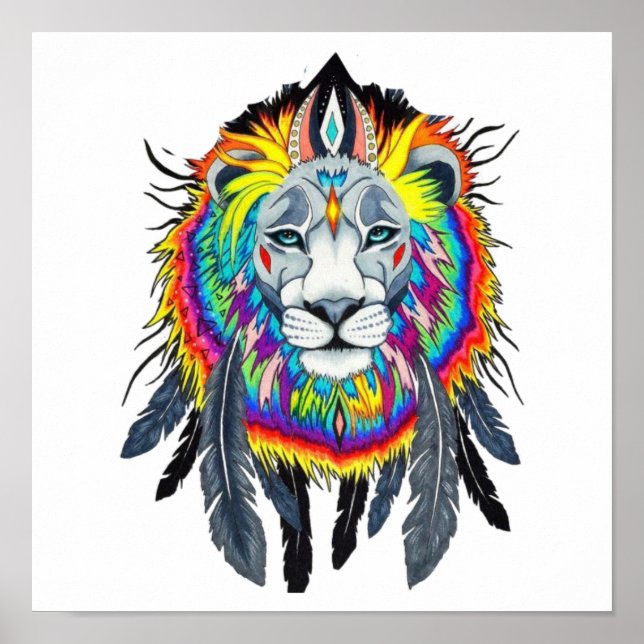 Abstraktes Lion Painting Poster (Vorne)
