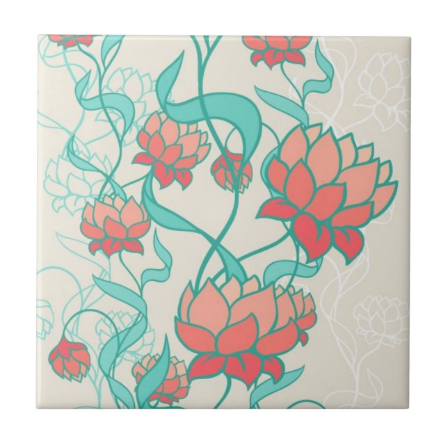 Abstraktes Lotus-Muster Fliese (Vorderseite)