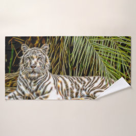 Abstraktes Lumbalkissen aus White Tiger Badehandtuch