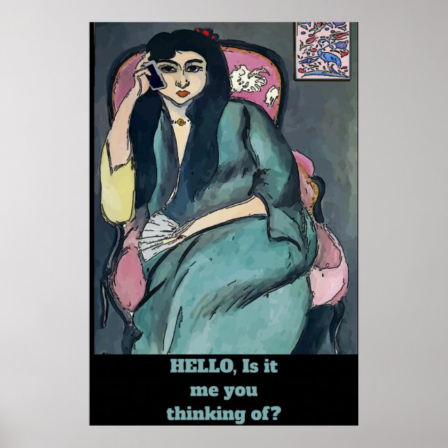 Abstraktes Mädchen auf Handy-Poster Poster (Vorne)