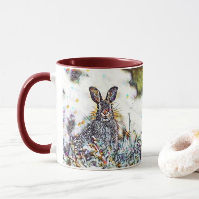Abstraktes Mädchen aus USA-Bunnies! Tasse (Mit Donut)