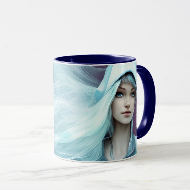 Abstraktes Mädchen mit Flower Hair Tasse (VorderseiteRechts)