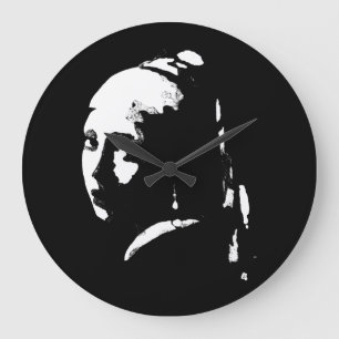 Abstraktes Mädchen mit Perlenohrring-Uhr Große Wanduhr