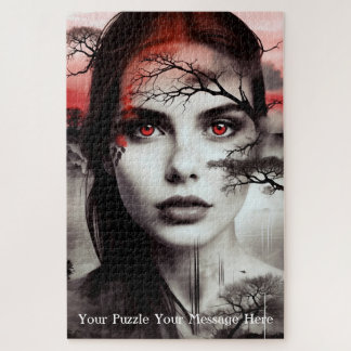 Abstraktes Mädchenporträt Landschaft Puzzle