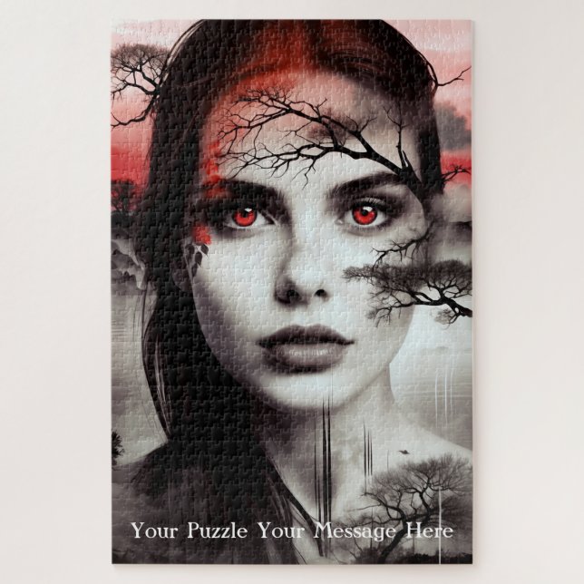 Abstraktes Mädchenporträt Landschaft Puzzle (Vertikal)